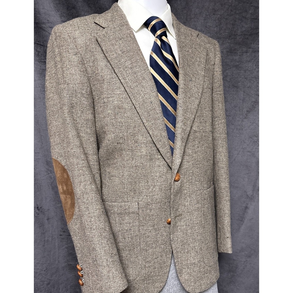 Vintage Hunt Valley Blazer 38R Brown Wool Elbow Patch Tweed Blazer Classic USA